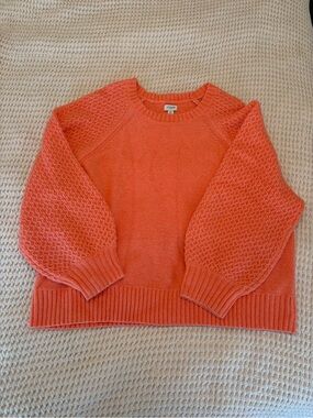J. Crew Coral Textured Balloon-Sleeve Crewneck Sweater Size 3x wool blend